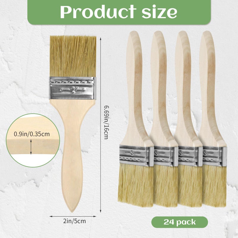 UPlama Paint and Chip Paint Brushes for Paint, Stains, Varnishes, Watercolor, Wood, Wall, Furniture-Brush Cleaner (24, 2 inch) - Image 2
